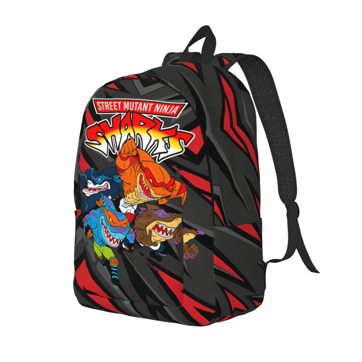 High School Adorable Zipper Closure Casual Street Sharks Bookbag Couple Schoolbag Birthday