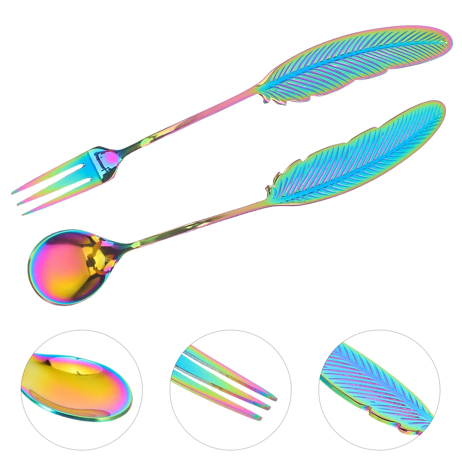 

1Set Creative Design Small Stainless Steel Forks and Spoons Set for Ice Cream Pudding Cake Honey Stirring Bar Picnic Travel