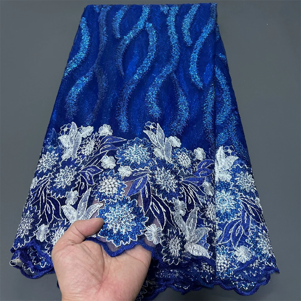 

Новинка 2025 года, африканское нигерийское кружевное тюлевое платье с вышивкой, гипюровая ткань с блестками, роскошное свадебное платье, свадебное платье премиум-класса, сетчатая ткань 5 ярдов