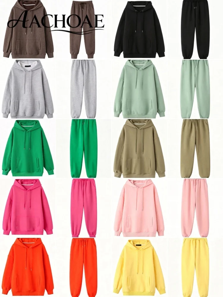 AACHOAE Women's Tracksuit Hooded Sweatshirt and Jogger Pants Set Casual Fleece Two Piece Set Hoodie Matching Set Co Ord Set view 6
