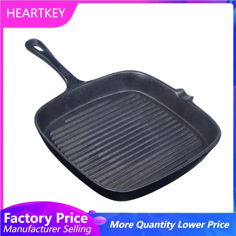 Frying Pan 22/24CM Non-stick Cast Iron Stripe Thick-bottomed Home Garden BBQ Saucepan Steak Skillet