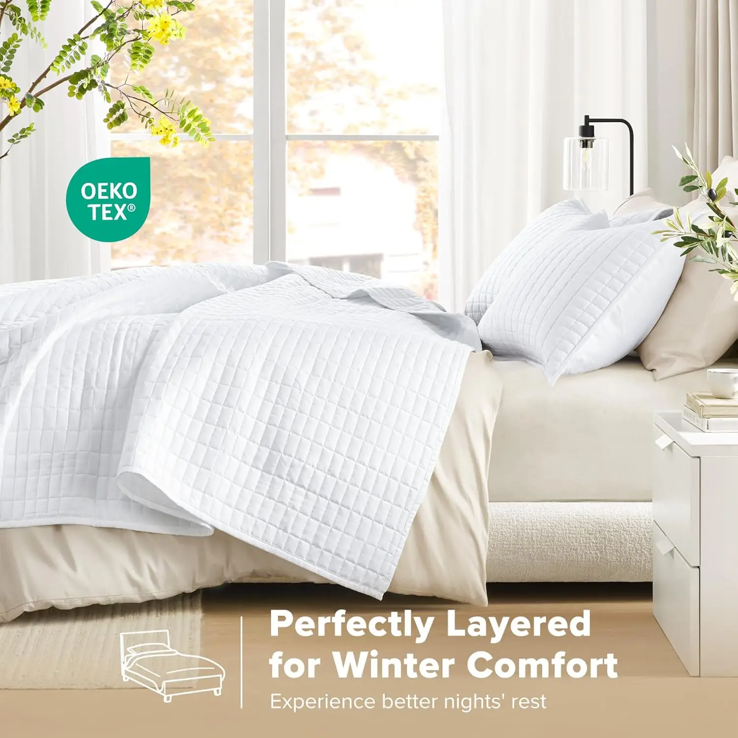 

Comfort Spaces Kienna Quilt Set-Luxury Double Sided Stitching Design Summer Blanket, Lightweight, Soft, All Season Bedding