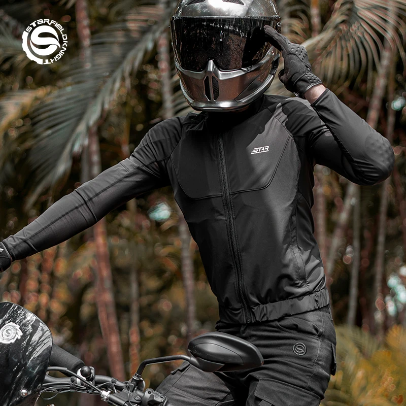 

SFK Summer Breathable Black Motocross Riding Armor Clothing Men's Motorcycle Jacket With CE Body Protective Gears Accessoires