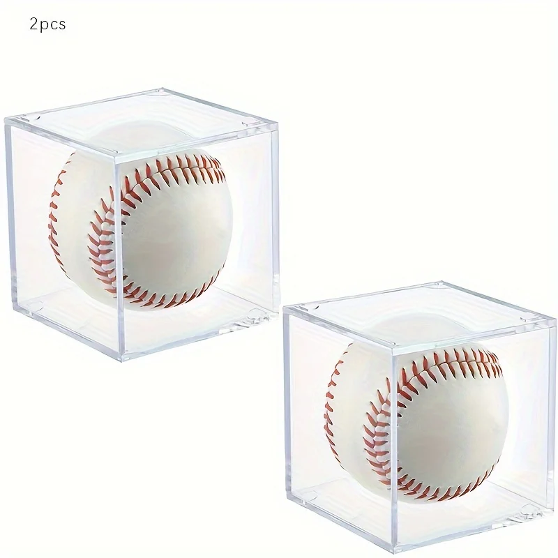 Vetrina da baseball trasparente con scatola per palline antipolvere in plexiglass acrilico (baseball nella foto è solo per l'esposizione)