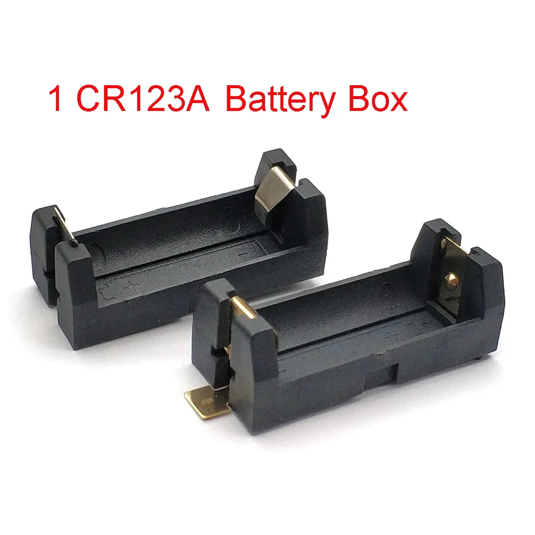 CR123A 16340 SMD SMT THM Battery Holder Nylon LIR123A Battery Storage Box Flame Retardant Pin Type Gold Plated Patch