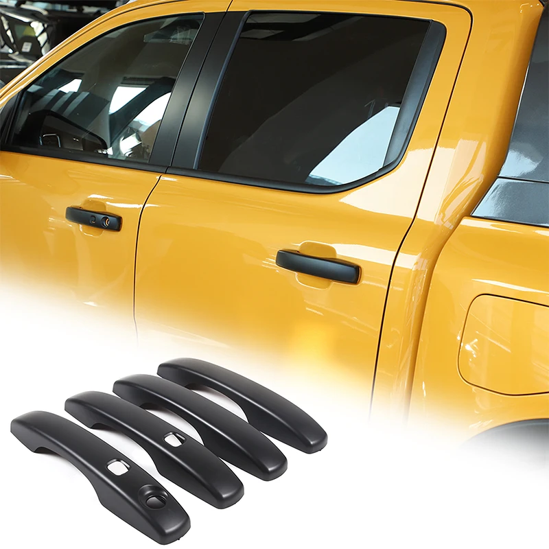 

Для Ford Ranger 2023-2026: Накладки на внешние дверные ручки из матового черного ABS-пластика, защитные наклейки на чашки дверей, автомобильные аксессуары