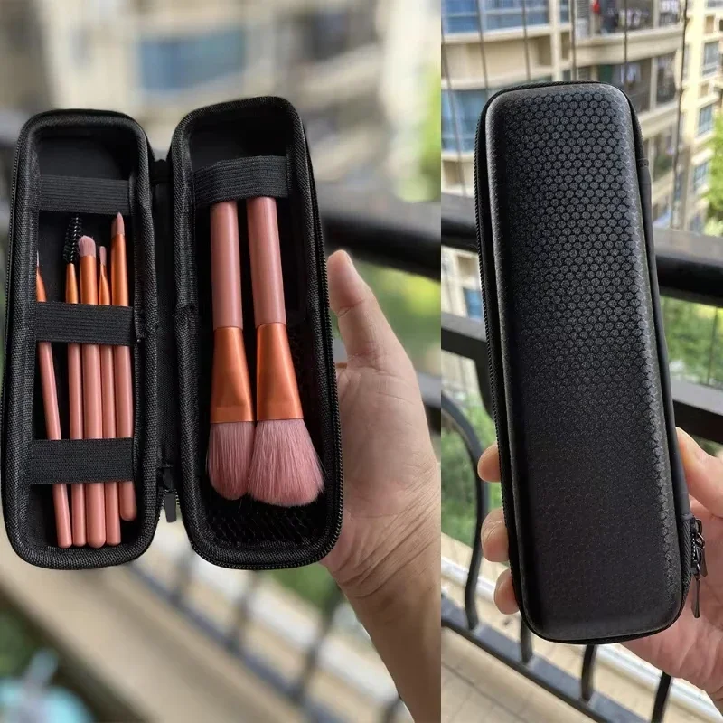 1pc Black Cosmetic Bag Waterproof Double Zipper Makeup Brushes Case Women Storage Bags Portable Travel Brush Holder Makeup Case