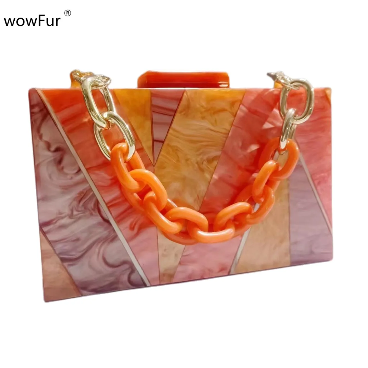 Marble Orange Striped Evening Clutch Women Boutique Pearl Mini Flap Female Summer Beach  Purse And Handbags Bridal Wedding Bags