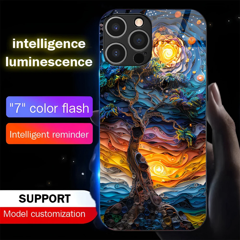 ورقة النحت تصميم الصوت تحكم بالموسيقى مصباح ليد جراب هاتف متوهجة غطاء آيفون الهواء 17 16 E 15 14 13 12 11 برو ماكس زائد #2