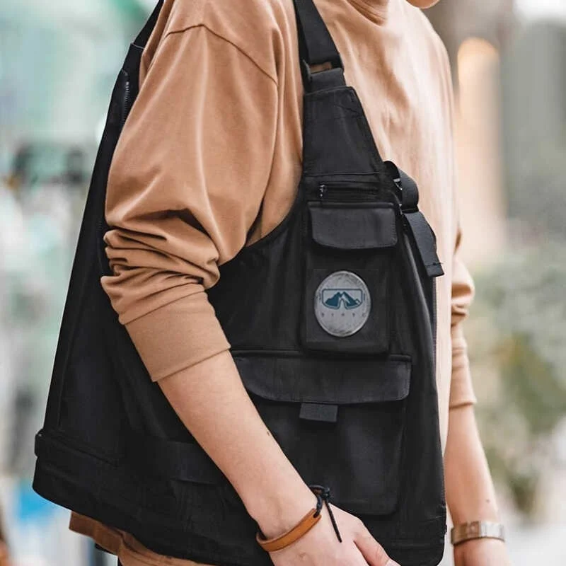 Loose Fashionable Pocket Vest Fishing Jacket Men\'s Outdoor Fapanese Workwear Functional American Vest Suspender Summer