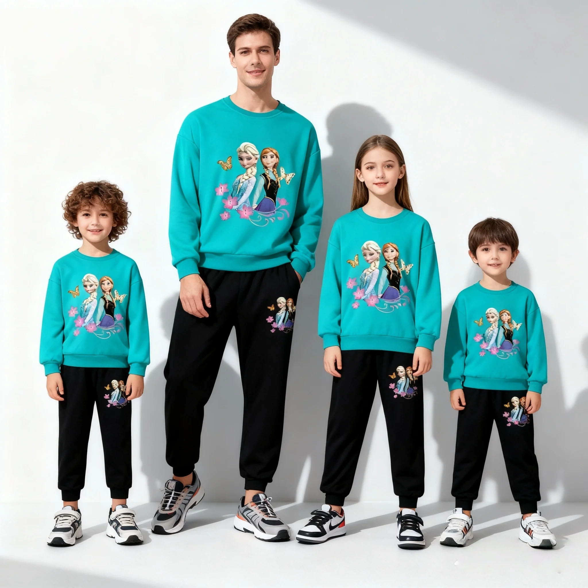 

25/26 Popular Autumn/Winter Disney Series Role Playing Frozen Round Neck Hoodie Set for Adults and Children Parent Child Set