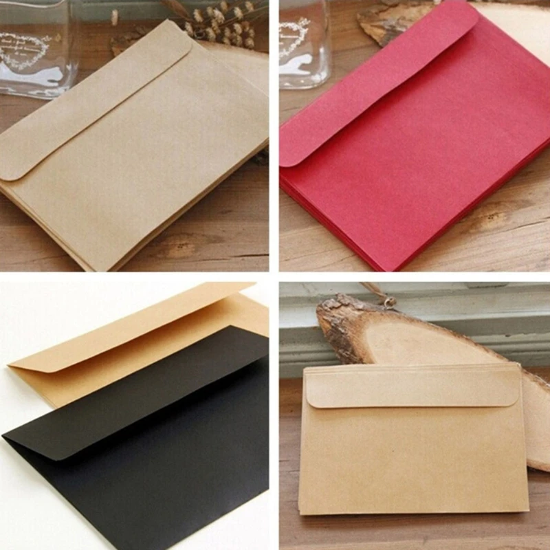 Pack of 10 Colorful Vintage Envelopes Retro Kraft Paper Envelope 6\'\' 4\'\' for A6 Papers 6\'\' Photos Wedding Baby Shower