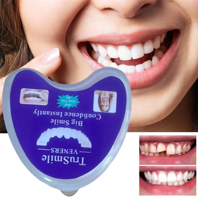 New Silicone Fake Tooth Set Temporary Simulation Silicone Tooth Set Beauty Smile Whitening Dentures Instant Repair Tooth Tool