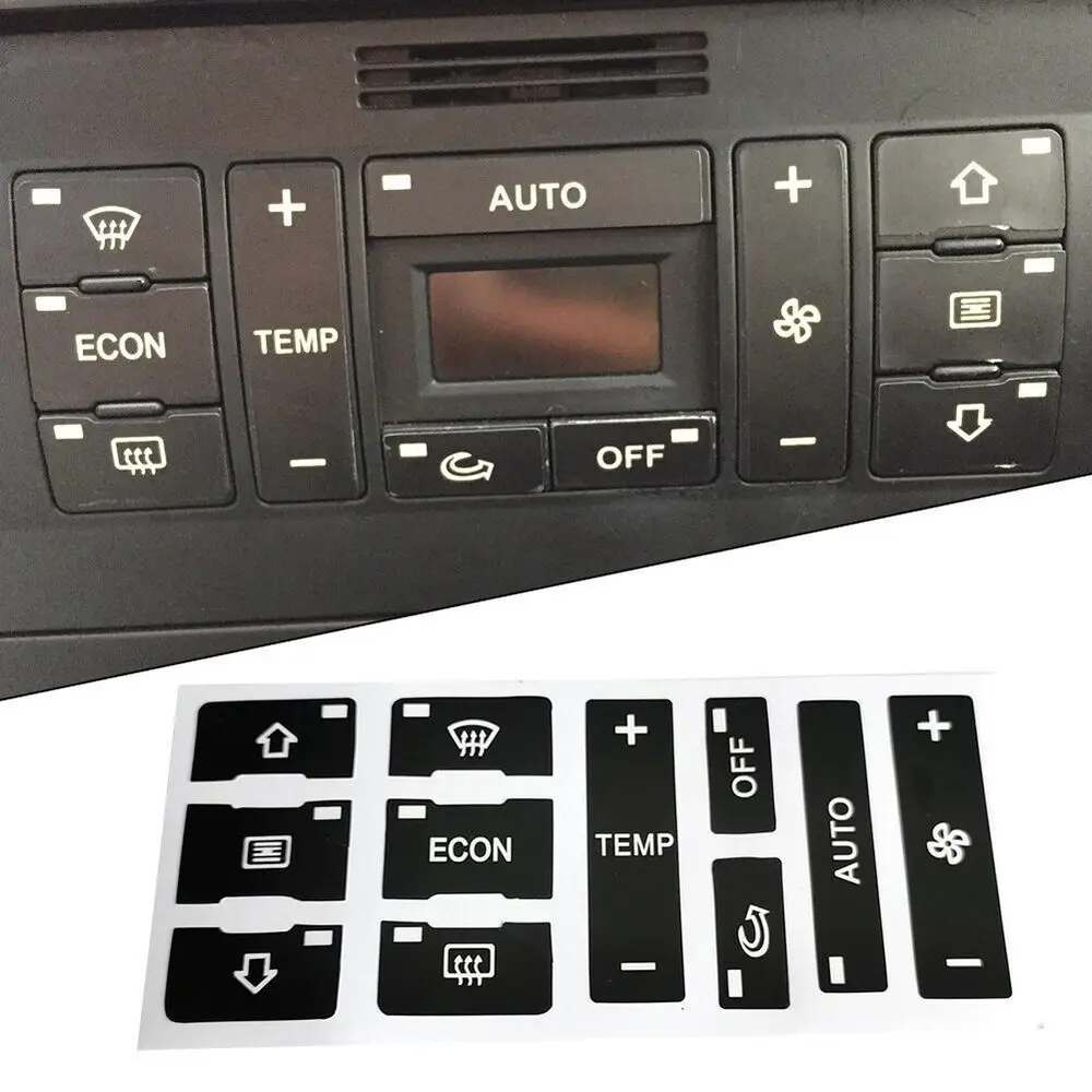 PVC Switch Button Repair Stickers Black Dash Climate Control Decals Replacement Button Repair-Decal for Audi A2 A3 A8L