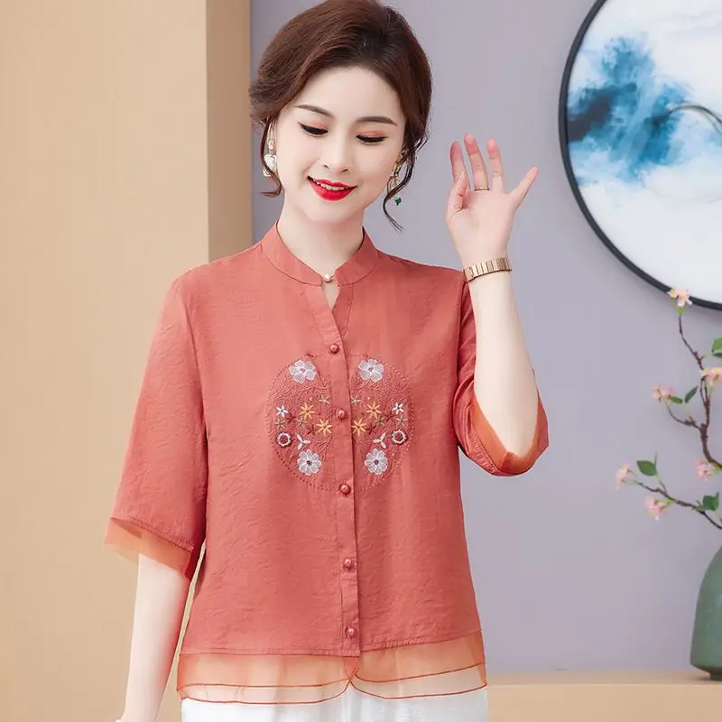 

New Loose Embroidered Top Arty 7/8 Sleeve Cardigan Fashionable Spring and Summer Women's Wear