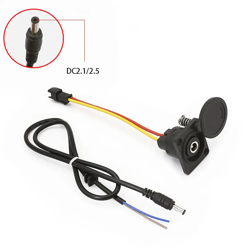 Electric Vehicle DC2.1/2.5 Charger Male and Female Round Head Charging Plug with Cover Lithium Battery Charging Cable Connector