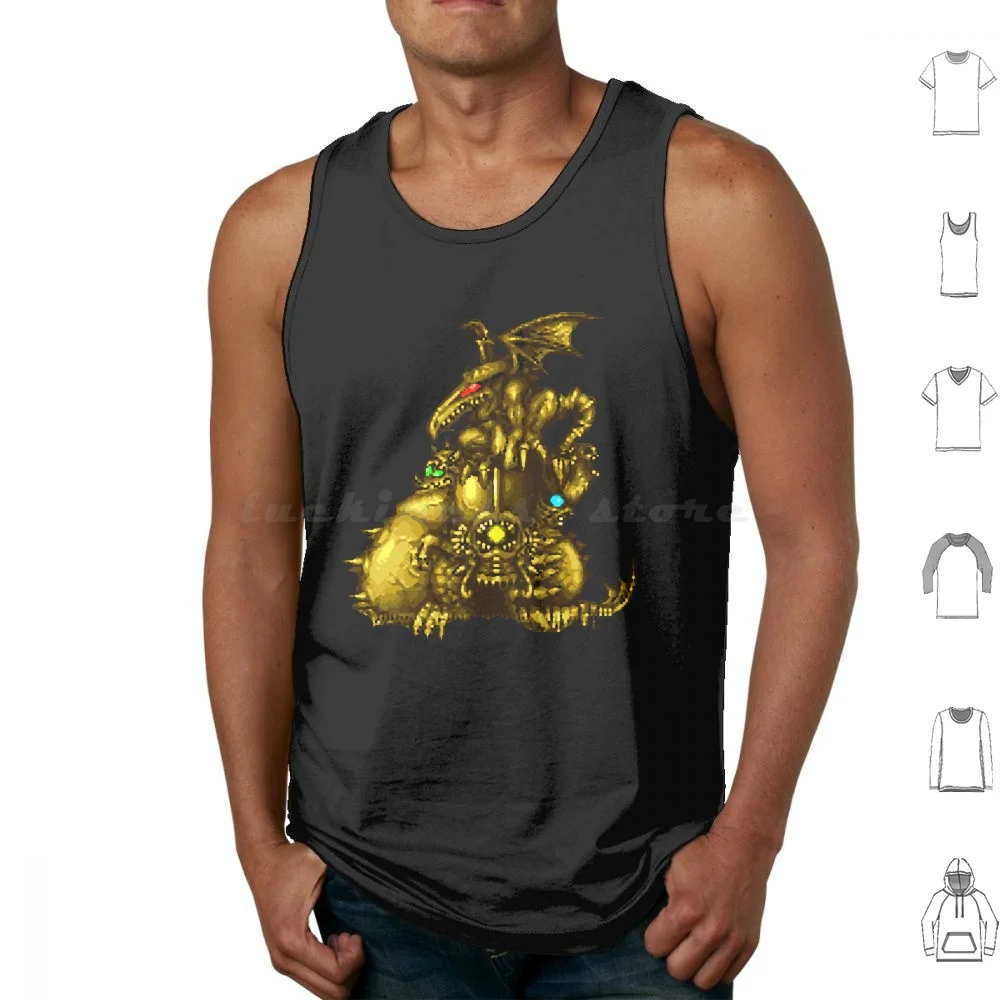 Super Metroid-Statue Tank Tops Vest Sleeveless Super Metroid Ridley Draygon Phantoon Kraid Tourin Snes Zebes Super Video Games