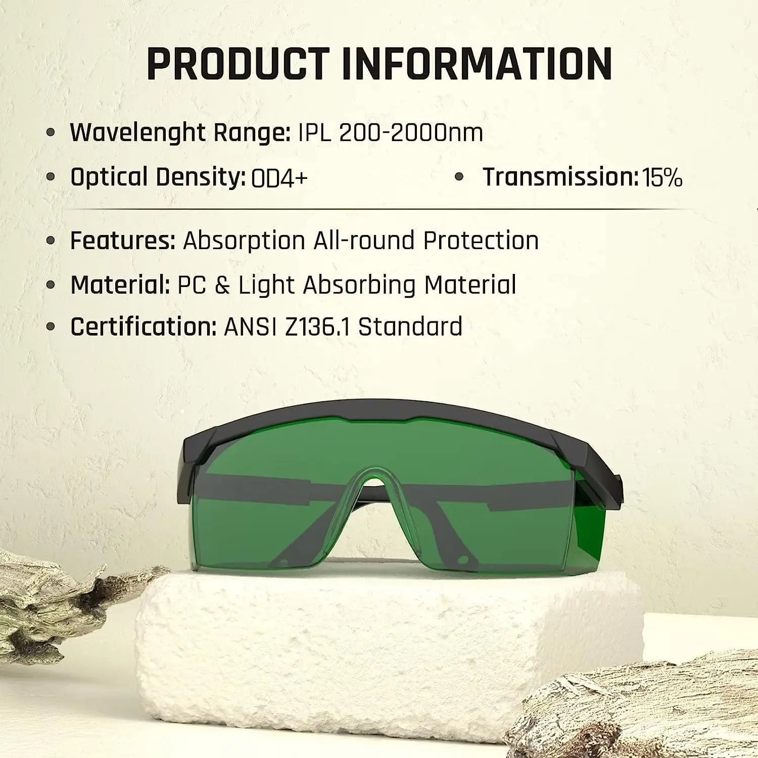 1Pack IPL 200-2000nm Laser Safety Glasses,Eye Protection For Laser Hair Removal Treatment,Welding - view 2