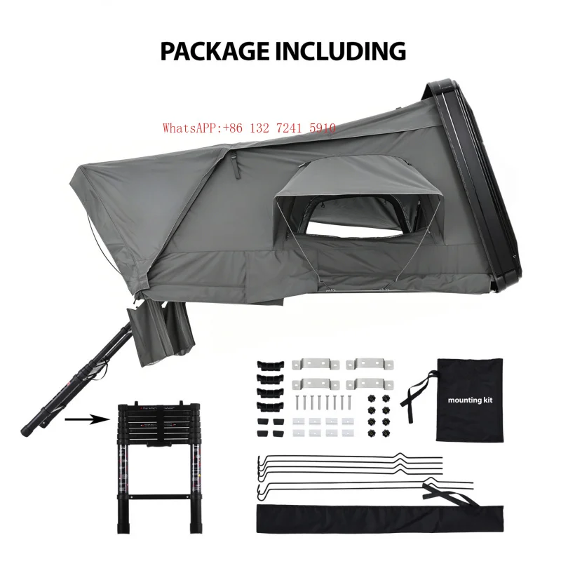 Hongsheng Rooftop Tent Hard Shell Aluminum Fold Out 4x4   Car 4 Person Side Open Four-season One Bedroom for Outdoor Camping