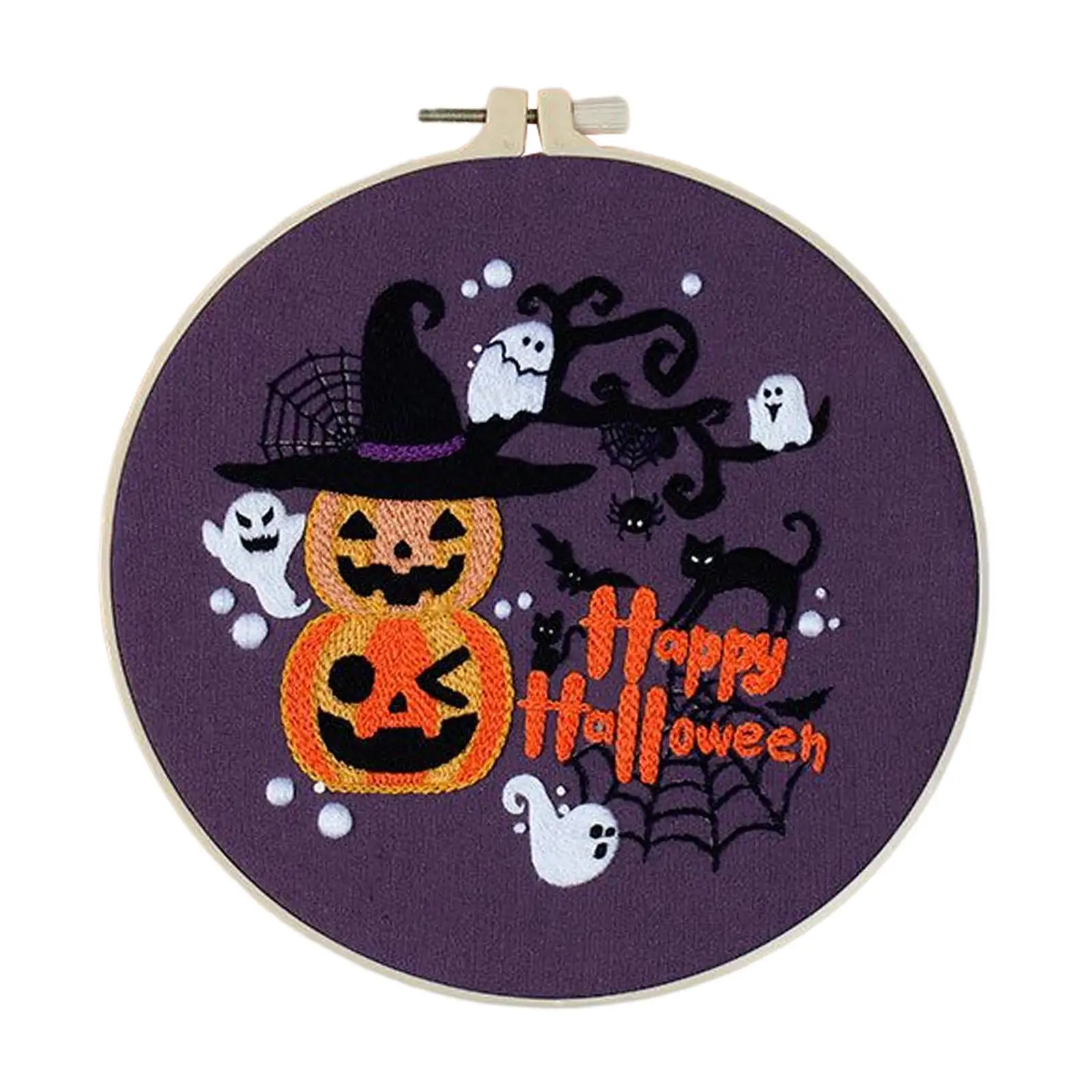 Halloween Style DIY Embroidery Starter Kit for Adults Step by Step Ornaments with Patterns and Instructions