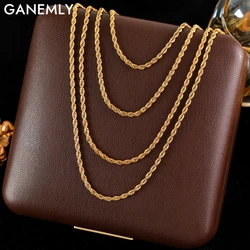 GANEMLY 316L Stainless Steel Multilayer Stacking Necklace For Women Fashion 4in1 Neck Chain Waterproof Gold Color Jewelry Gift
