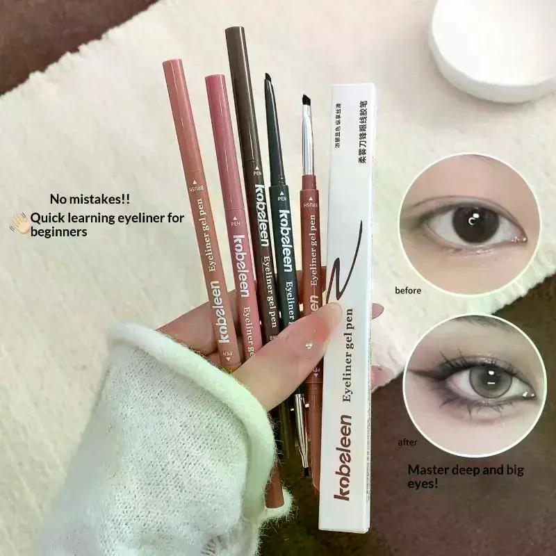 Double-headed Eyeliner Gel Pen Smooth Natural Quick-Drying No Smudging Eyeliner Pencil Waterproof Eye Liner Makeup