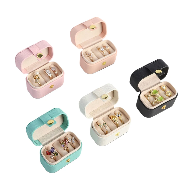 

Мини-портативная сумка для хранения ювелирных изделий, дорожная простая кожаная или бархатная кольцо, ожерелье, серьги, коробка для хранения, органайзер, подарочная коробка