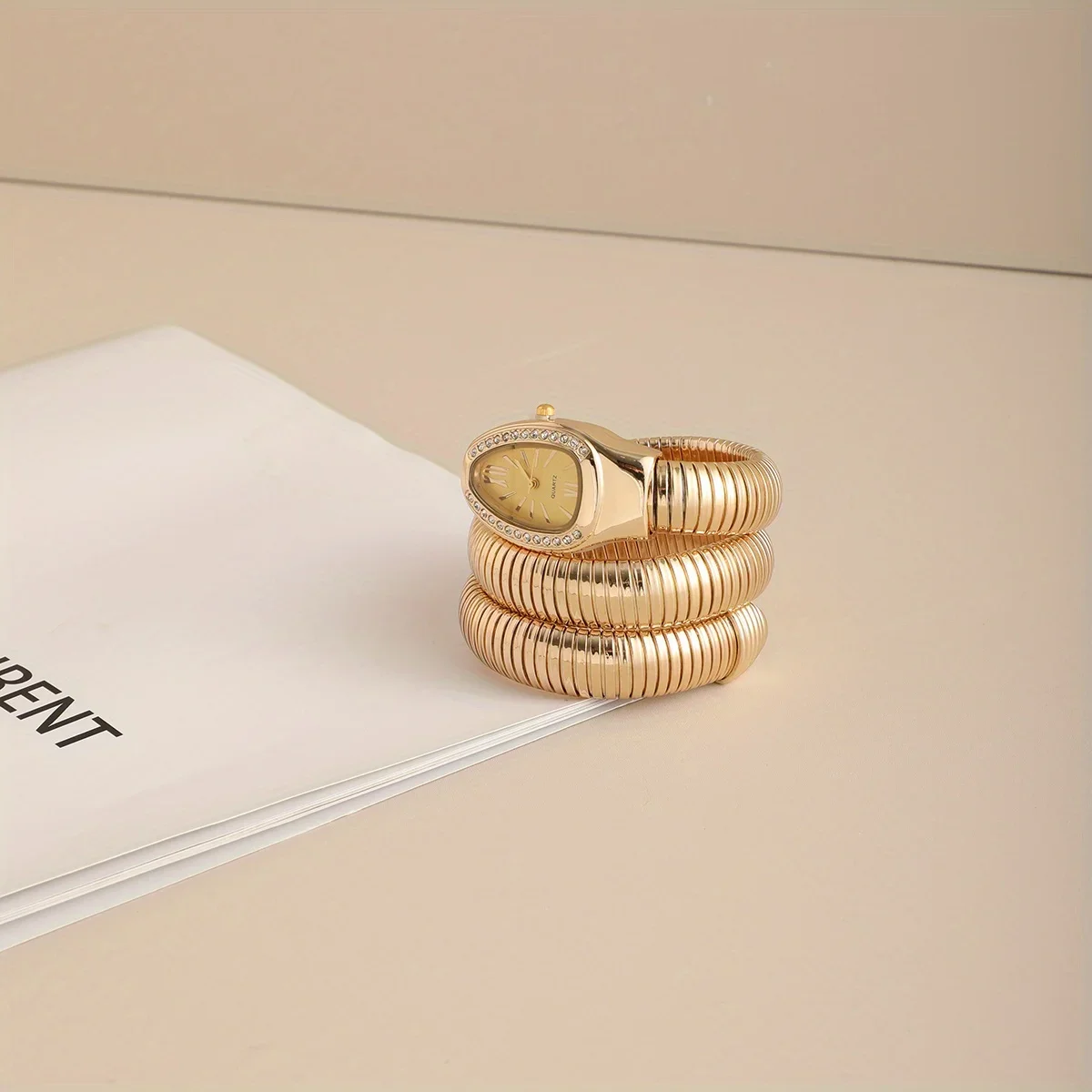 ساعة نسائية أنيقة على شكل ثعبان، سوار معدني، ألوان متعددة الأقراص، ملابس يومية كاجوال، إكسسوار أنيق للسيدات