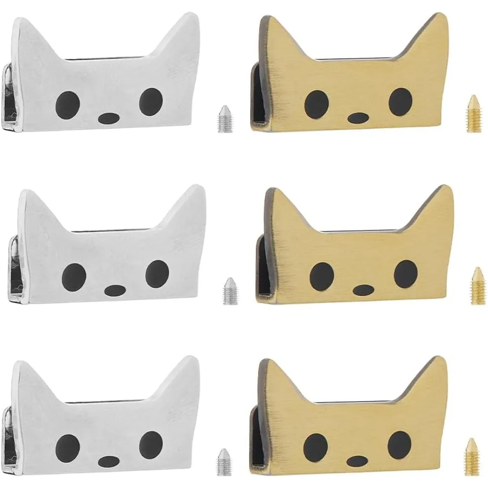 

6 шт. декоративные застежки для кошелька, 2 цвета, металлический наконечник ремня с винтами, застежки для сумки из сплава с изображением кошки, аксессуары для шитья своими руками, рукоделия