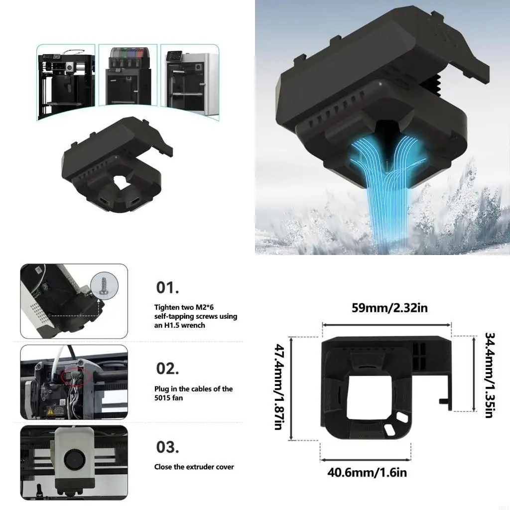 

T8UF Precise Engineered Cooling Duct with Four Way Air Outlets for Lab P1S Cooling