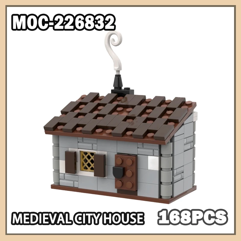 

MOC-226832B Средневековый городской дом, индивидуальные строительные блоки, модель игровой площадки, набор кирпичей, креативные подарки, украшение для рабочего стола, 168 шт.