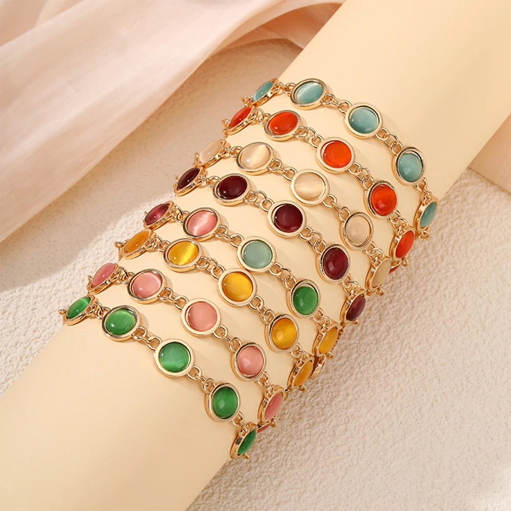 Colorful Bejeweled Bracelets & Bangle Popularity Stainless Steel Bangle for Women Cute Bracelet Crystal Chain Jewelry Party Gift