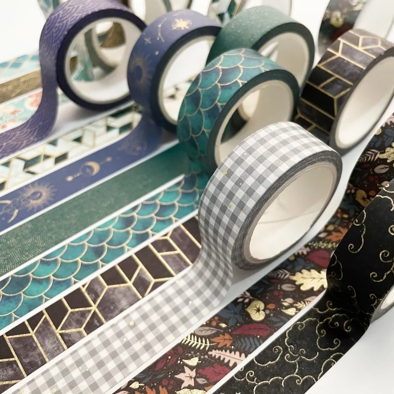 1 Roll Creative Laser Gold Washi Tape Aesthetic Paper Tape Planner Handbook DIY Scrapbook Aesthetic Masking Tape