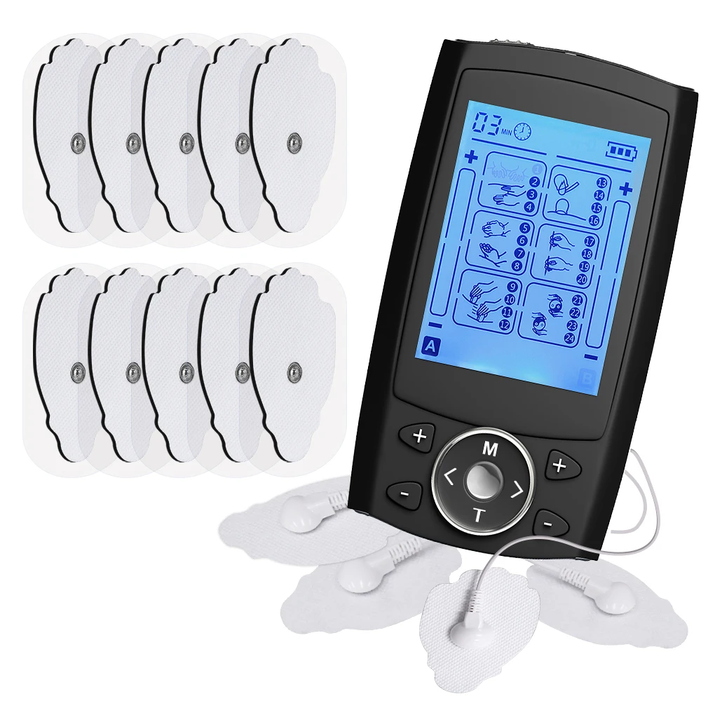 TENS EMS Muscle Stimulator Electric Pulse Massager 24 Modes LCD Display Relax Therapy Machine Neck Back Leg Body Home Care Tool