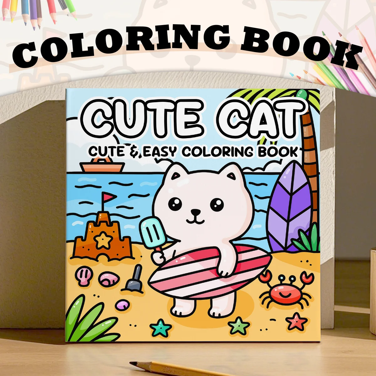 CUTE CAT Libro da colorare per adulti Modelli carini e facili Libro da disegno per cartoni animati Regalo creativo perfetto per bambini per feste e compleanni
