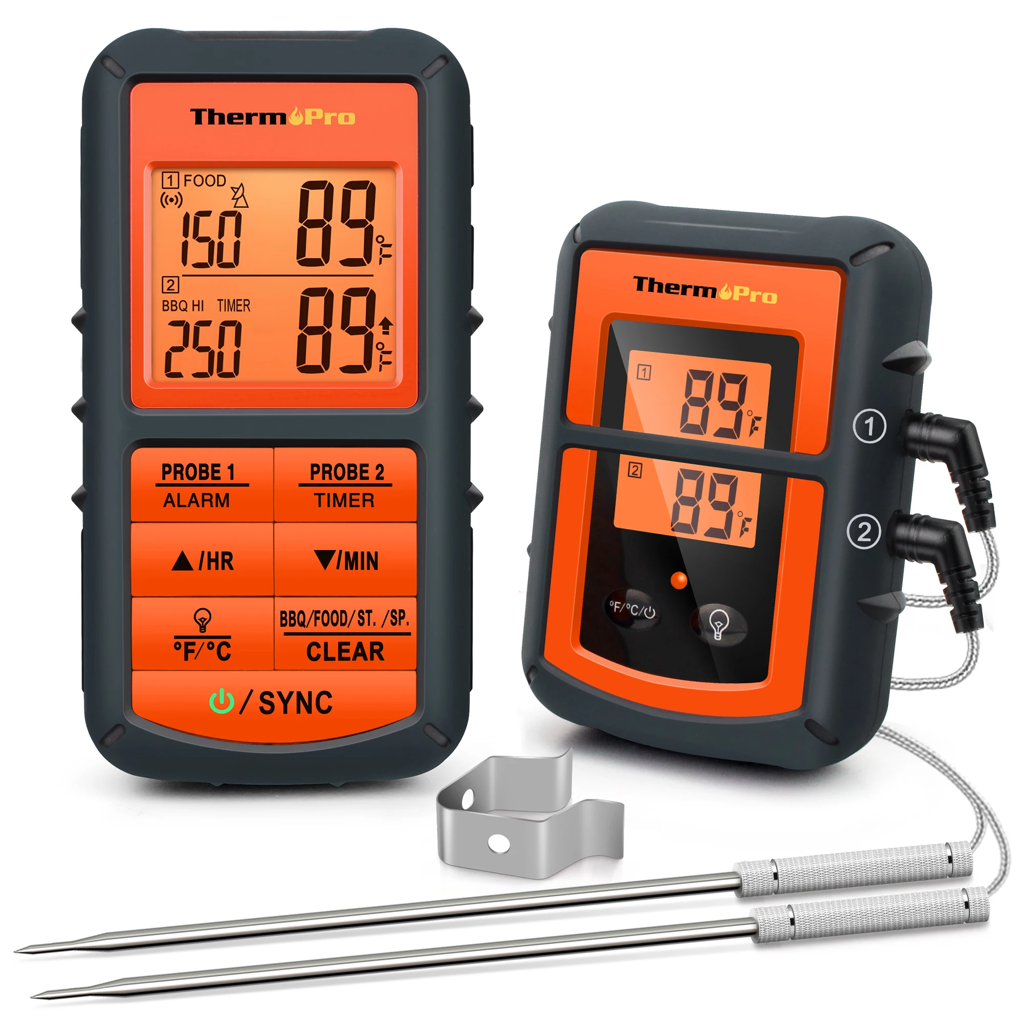 ThermoPro TP08C Dual Probe Backlight 150M Wireless BBQ Grill Food Meat Thermometer For Kitchen Cooking