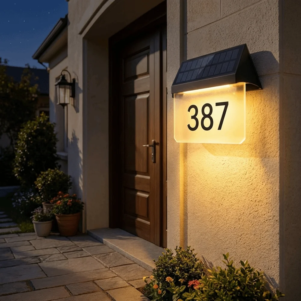 IP65 Waterproof Solar House Number Light Auto On Off Sturdy Outer Casing Outdoor Address Sign Lamp Soft Uniform Light