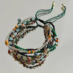 New Chinese Style Couple Bracelet Women's Retro Bohemian Ethnic Style Natural Stone Beaded Stacked Woven Jewelry Advanced Gift