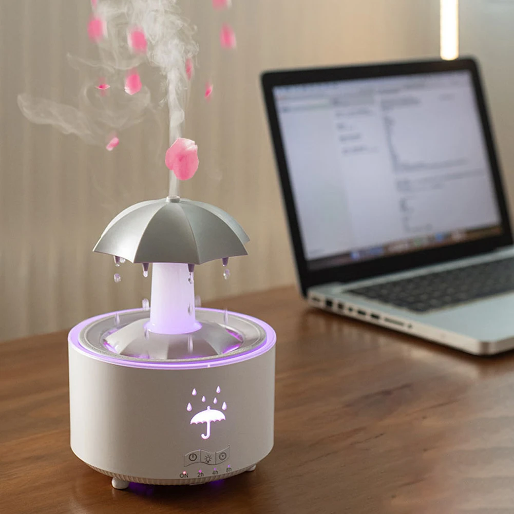 Cloud Rain Humidifier Raindrop Aromatherapy Essential Oil Diffuser Night Light Fountain Water Drop Sound 7 Colors LED Diffuser