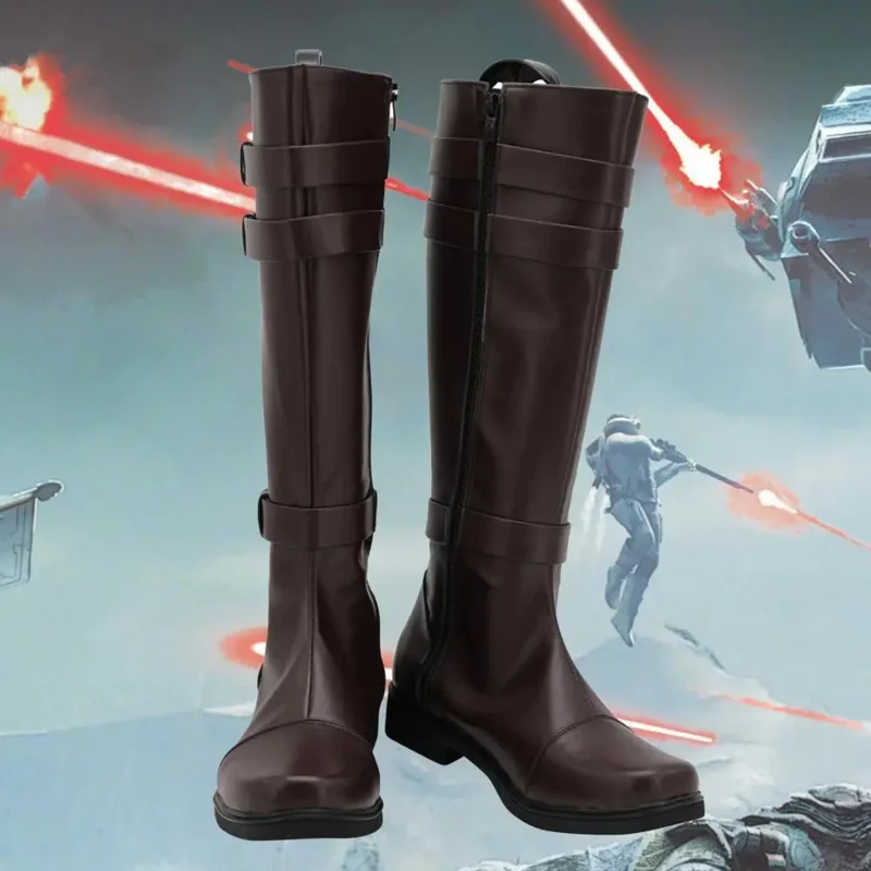 Jedi Knight Obi-Wan Kenobi stivali cosplay scarpe in pelle marrone su misura di qualsiasi dimensione per unisex