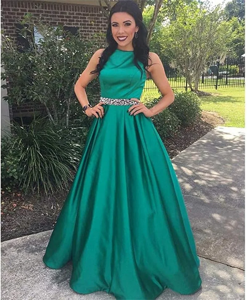 

Атласные платья для выпускного вечера по индивидуальному заказу для женщин, длинное бальное платье, блестящие вечерние платья трапециевидной формы с бисером, вечерние платья с карманами