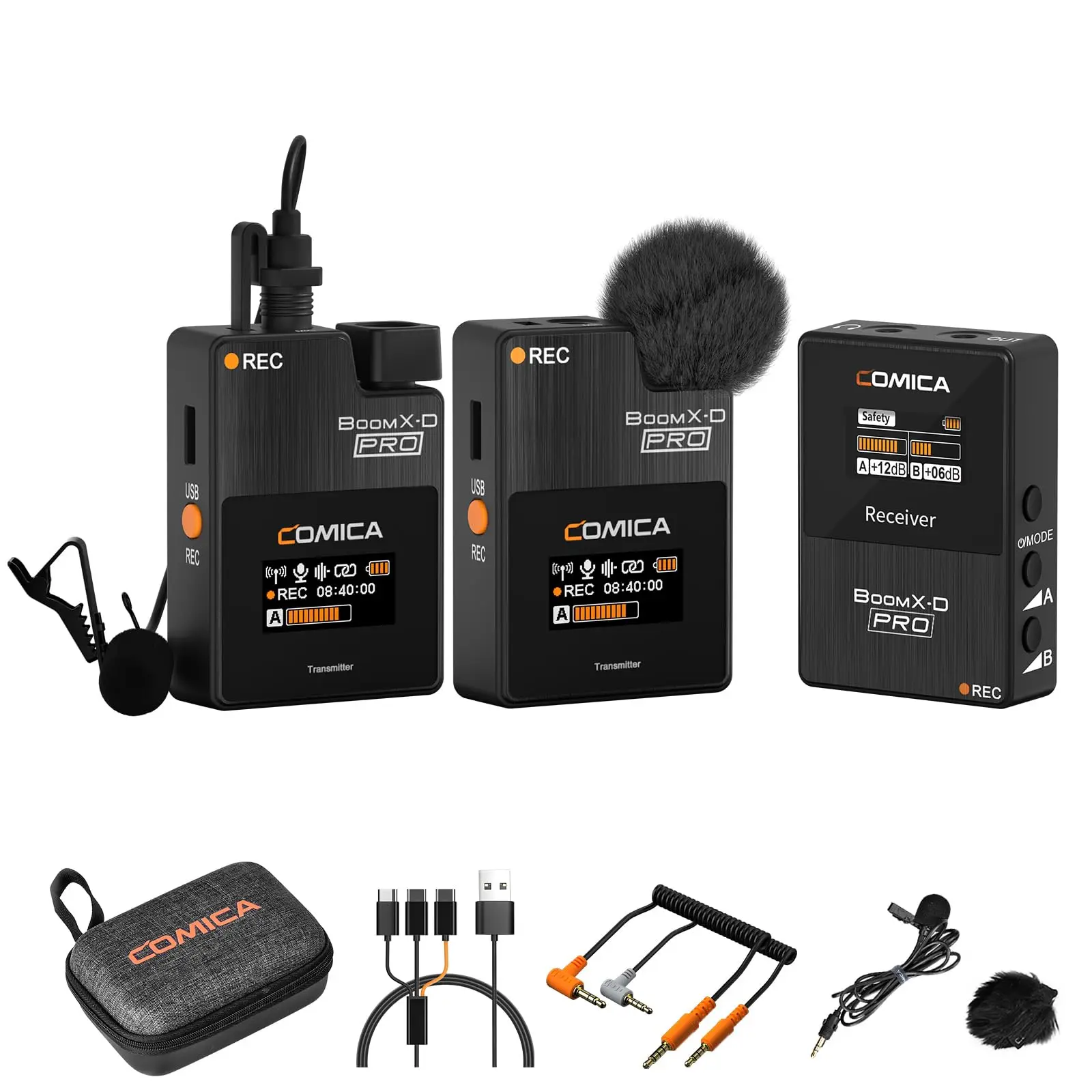 

Comica BoomX-D PRO Wireless Lavalier Microphone with 16GB Recording Capacity, Noise Cancellation for Smartphone Camera PC