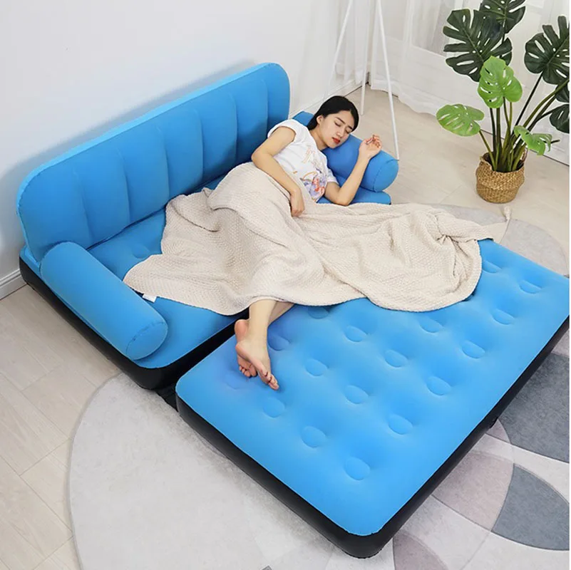 Inflatable Sofa Outdoor Daybed Mattress Portable Folding Camping Beach Armchair Lounger Inflatable Lazy Couch for Home Garden