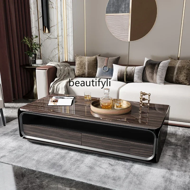 

Cy56 Italian light luxury coffee table post-modern coffee table wood grain simple long coffee table piano paint