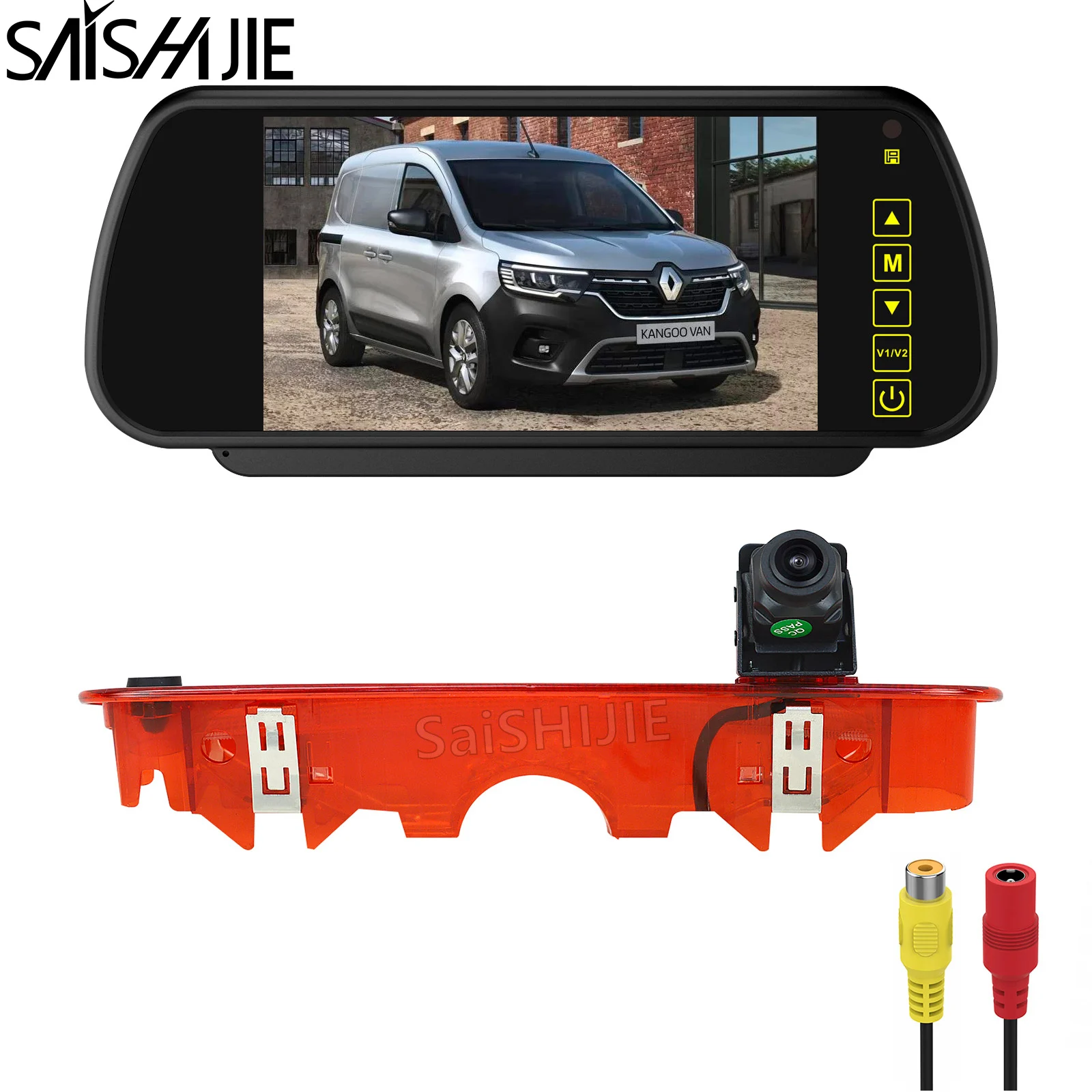 

7" Rear View Mirror Monitor Brake Light Reversing Camera Kit for Dacia Dokker Renault Kangoo Mercedes-Benz Citan Backup System