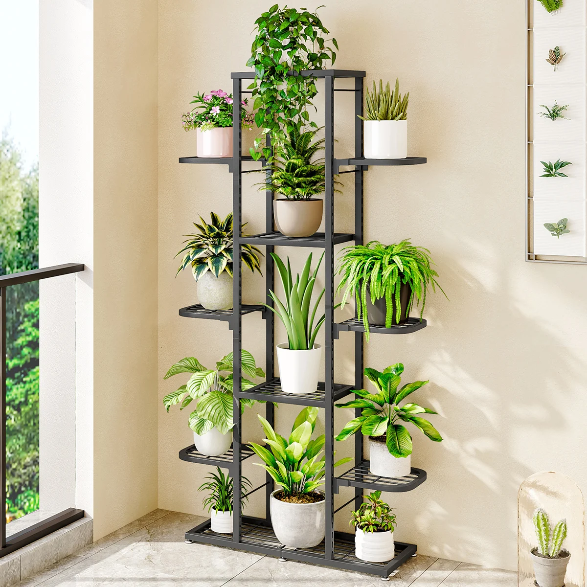 Plant Stand, 5 Tier/7 Tier Indoor Metal Flower Shelf, Anti Slip Waterproof Corner Tall Flower Holders For Patio Garden