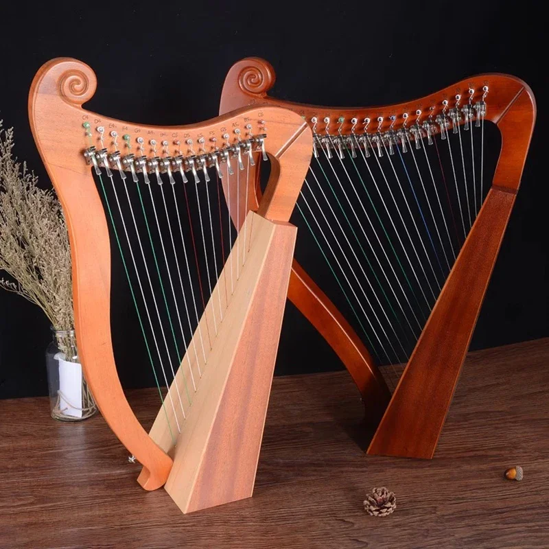 Wooden Harp 19 Strings Professional Lyre 15 Keys Adult Beginners Play Harp Add Half Key Portable Children's Musical Instruments