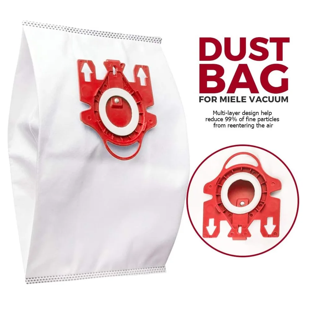 6 PCS AirClean 3D Dust Bag for Miele FJM,Compact C2,S241,S290,S300i,S500,S700,S4,S6 Series Canister Vacuum Cleaner