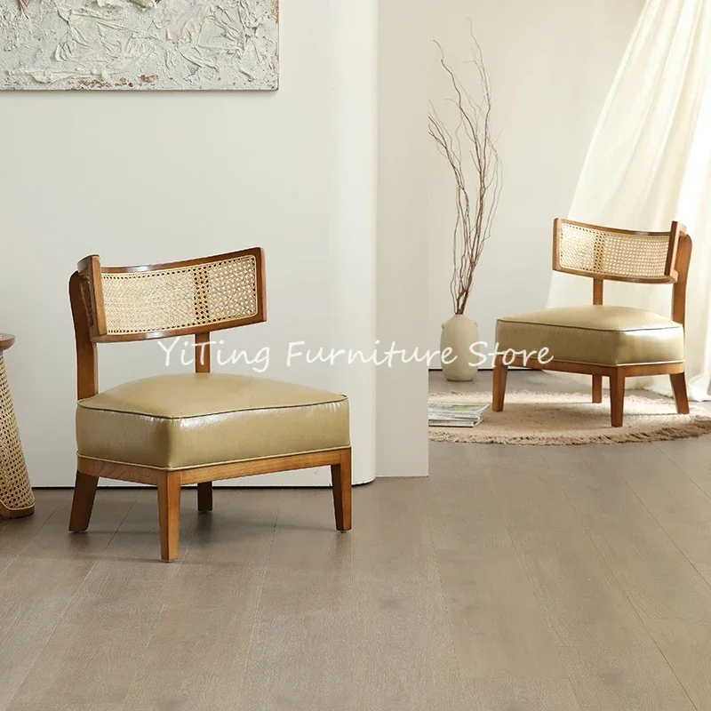 

Single Rattan Woven Living Room Sofa Chair Solid Wood Modern Negotiation Chair Nordic Leisure Chaises De Salon Home Furniture