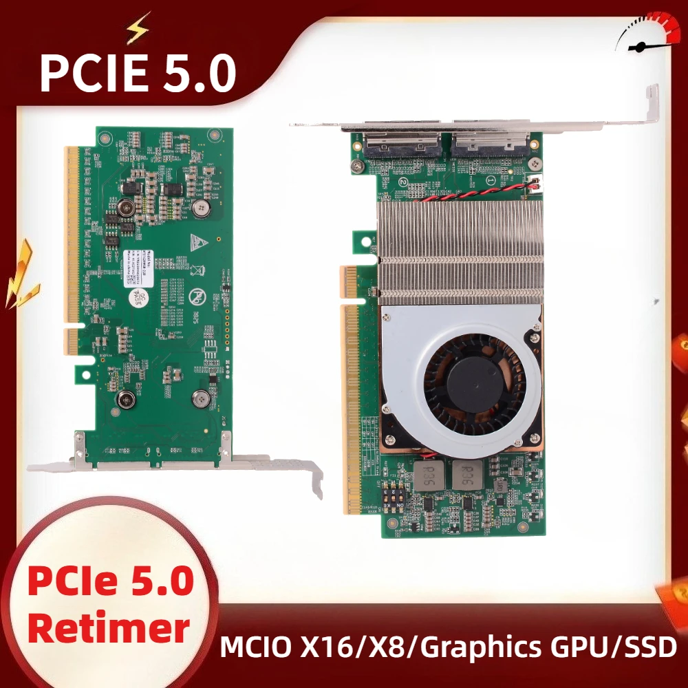 

PCIe 5.0 Retimer Card MCIO X16/X8/Graphics Card/SSD PCIe5.0 External Retimer MCIO 16X 8X Video Card GPU Hard Disk Expansion Card